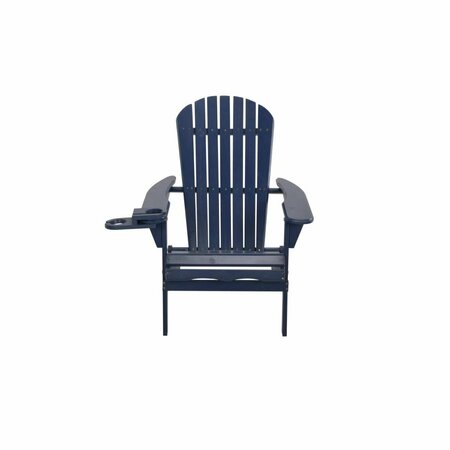 BOLD FONTIER 35 x 32 x 28 in. Foldable Adirondack Chair with Cup Holder, Navy Blue BO3276140